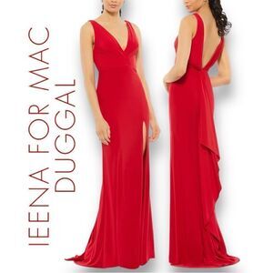 MAC DUGGAL Ieena by Mac Duggal Women’s Sleeveless V-Neck Jersey Gown in Size 12